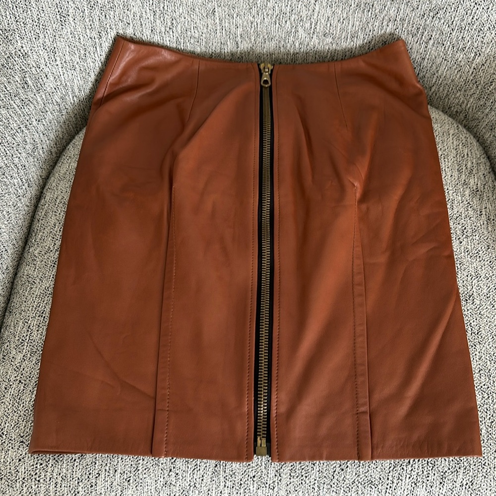 Rag and Bone Leather Mini Skirt w/ Full back zipper